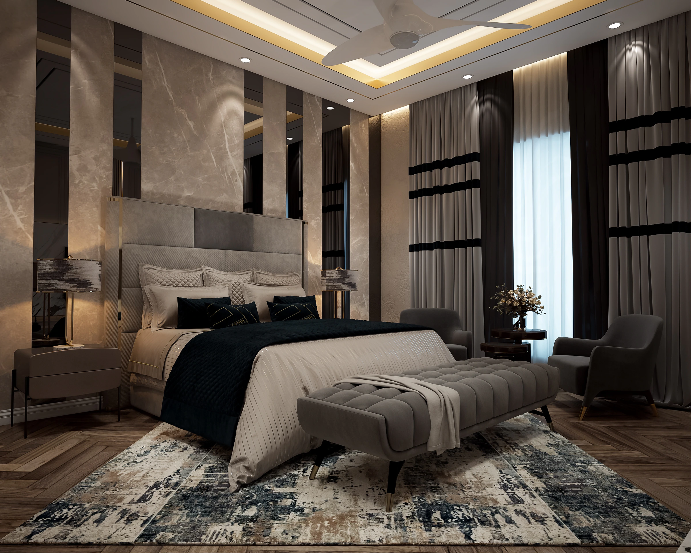 A Marble Master Bedroom by SA Designs & Associates