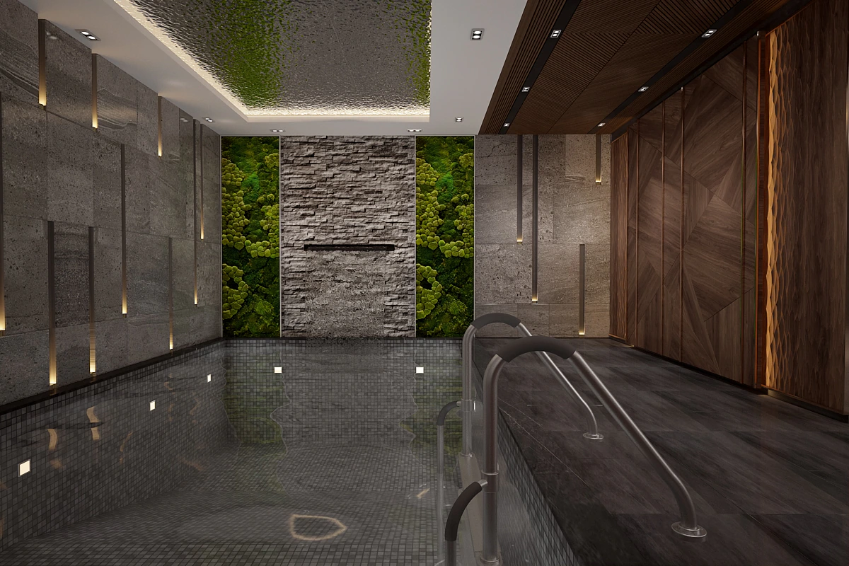 An Indoor Pool & Spa by SA Designs & Associates