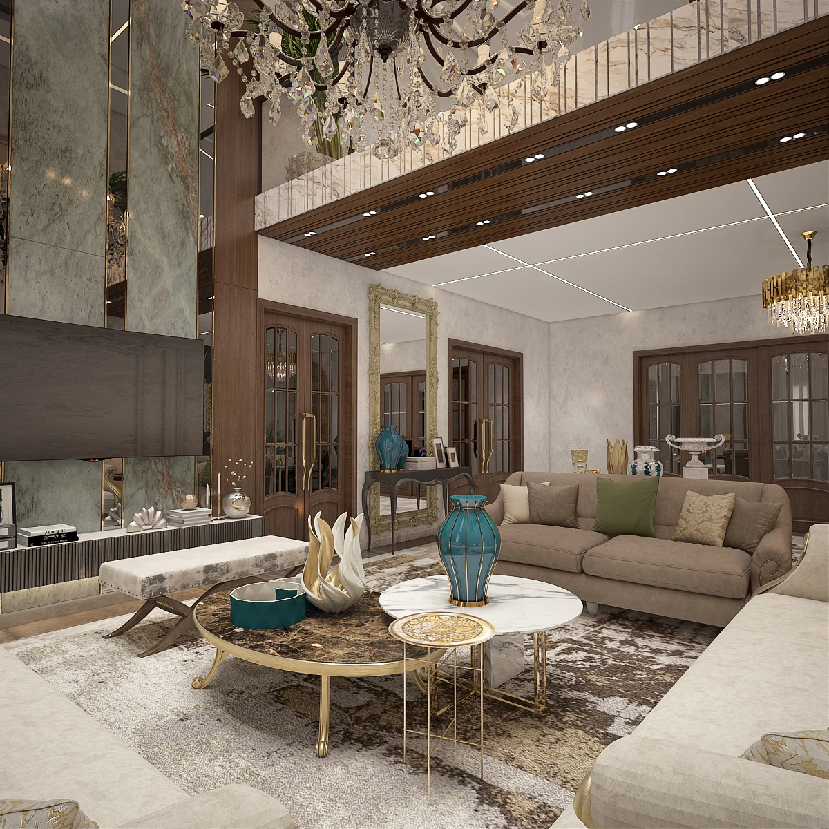 The Wapda Town Residence — a double-height hall composed around symmetry and scale