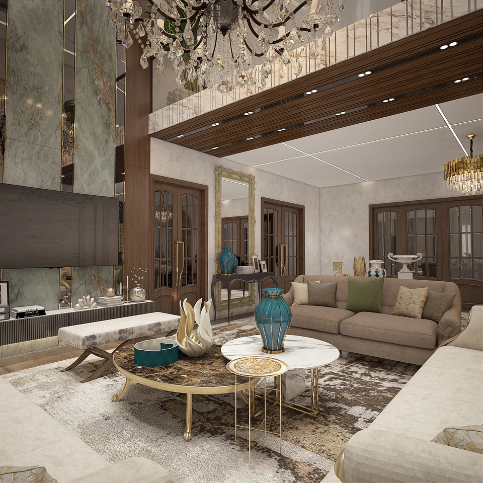 The Wapda Town Residence — a double-height hall composed around symmetry and scale